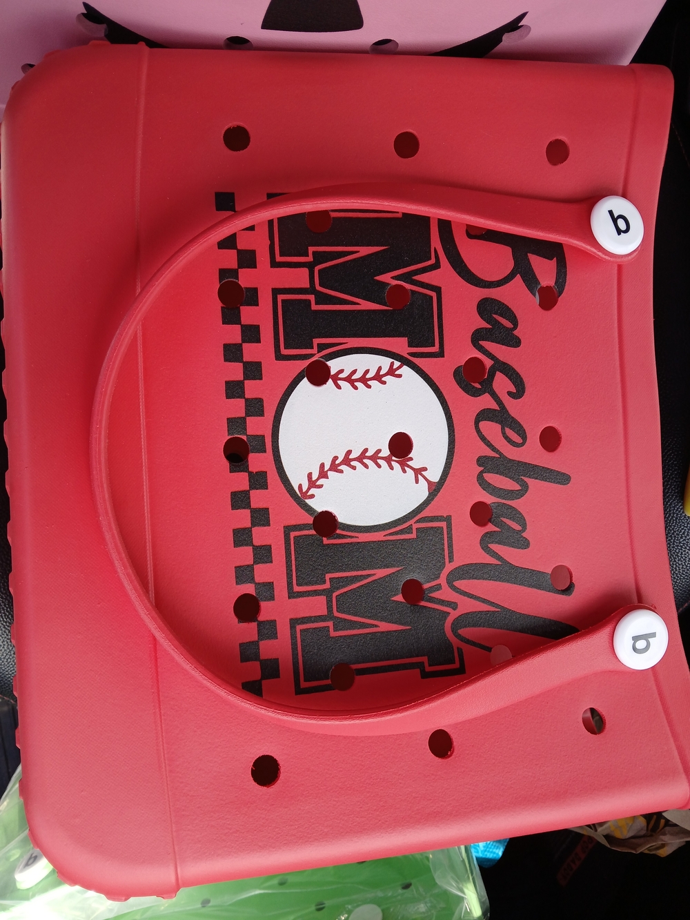 Red Baseball-Print Bogg Like Bag. Size Med. Price Is Firm.